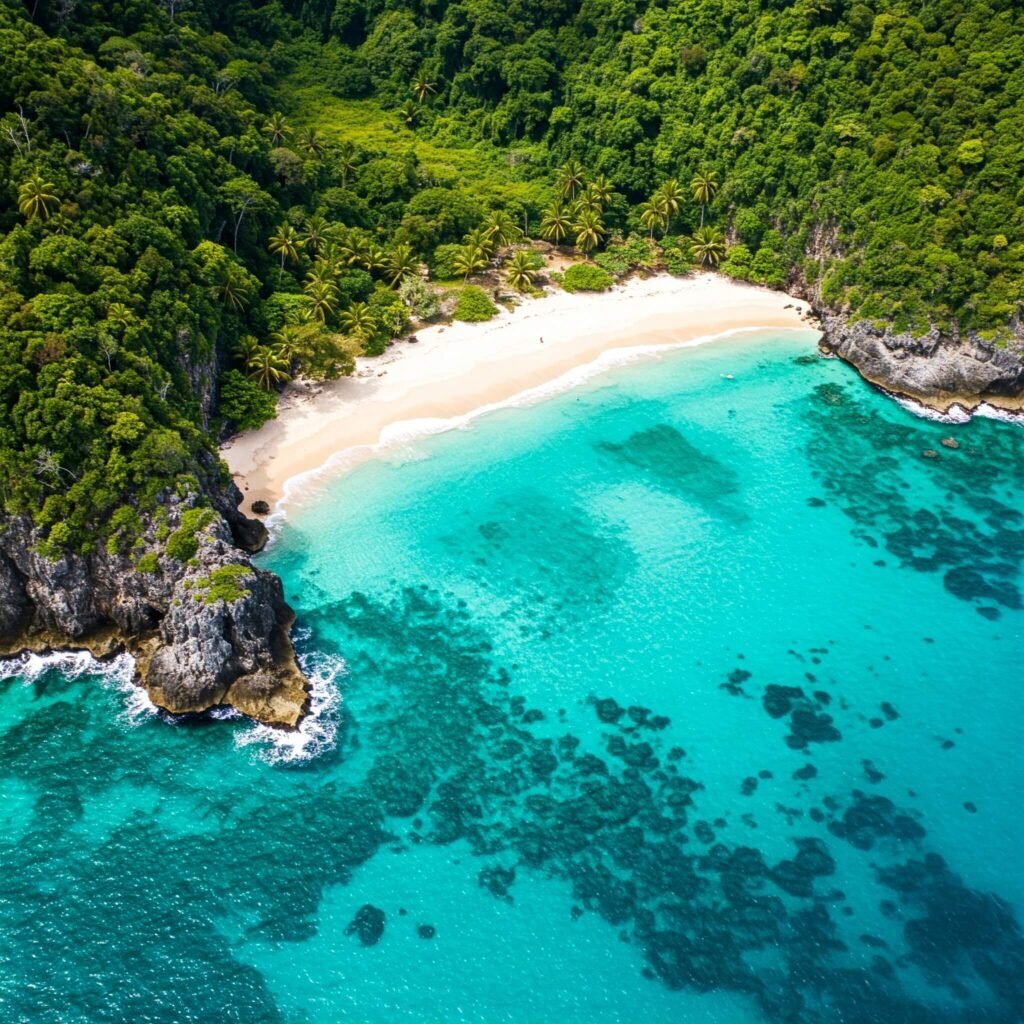 Aerial View of a Secluded Beach