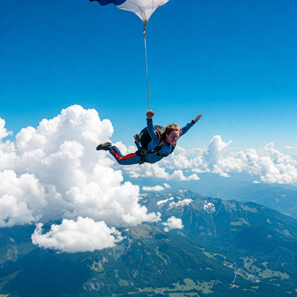 Joyful Skydiver Blue Sky