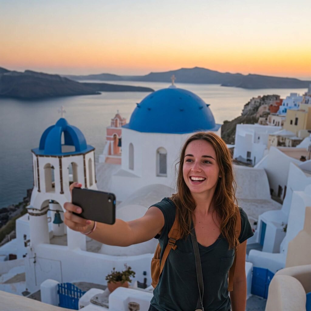 Oia Selfie: Iconic Blue Dome, Budget Travel