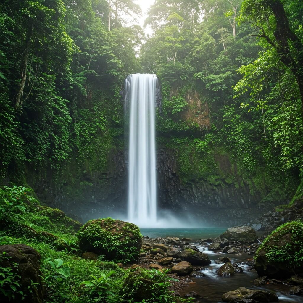 Sekumpul Waterfall panoramic view.