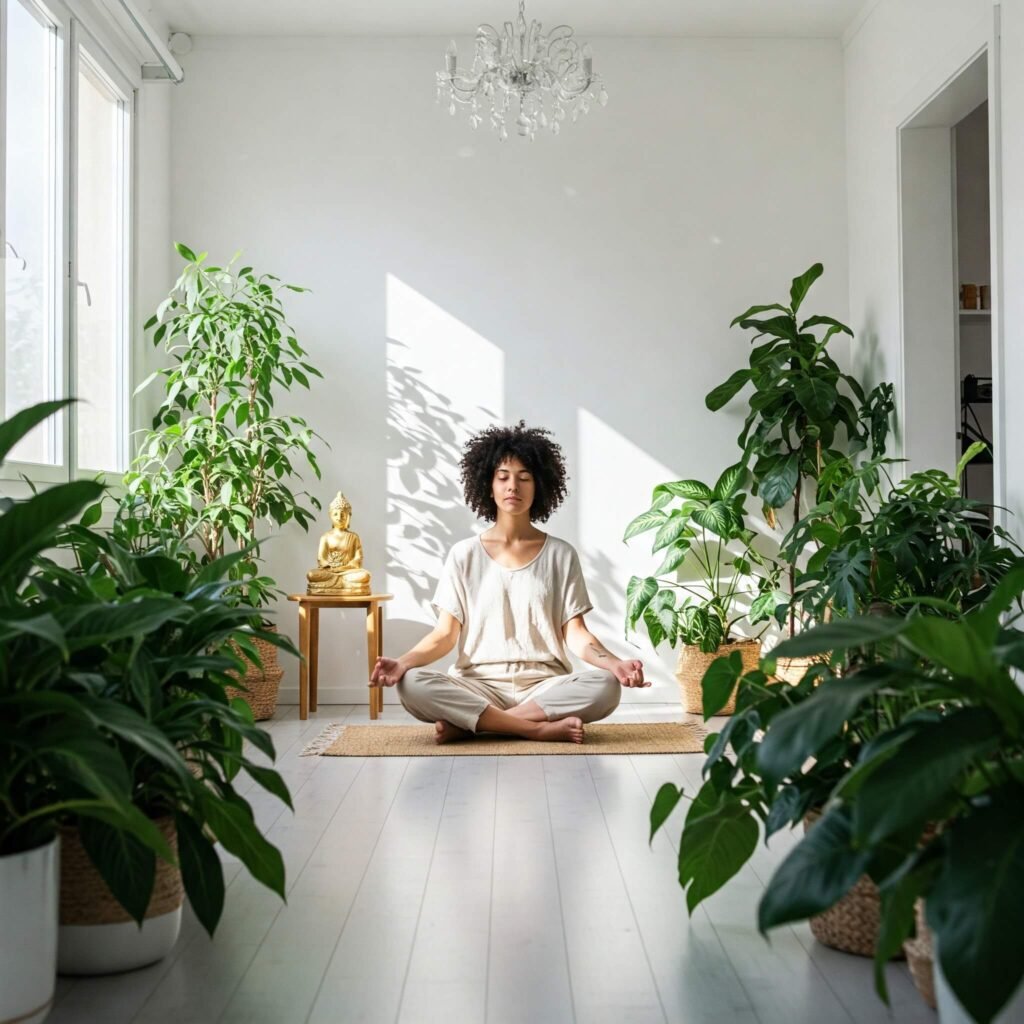 Minimalist meditation with plants