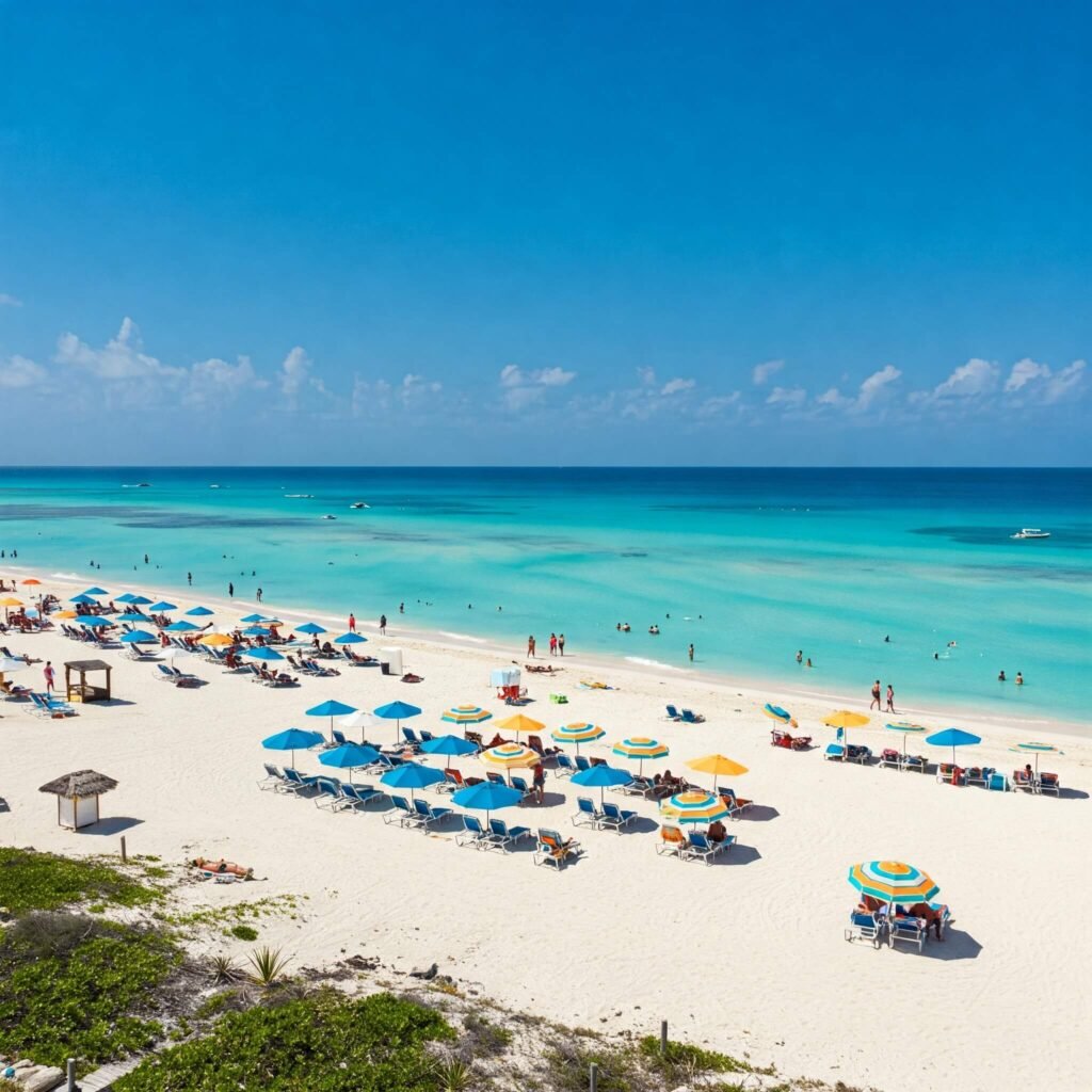 Colorful Umbrellas on Grace Bay Beach