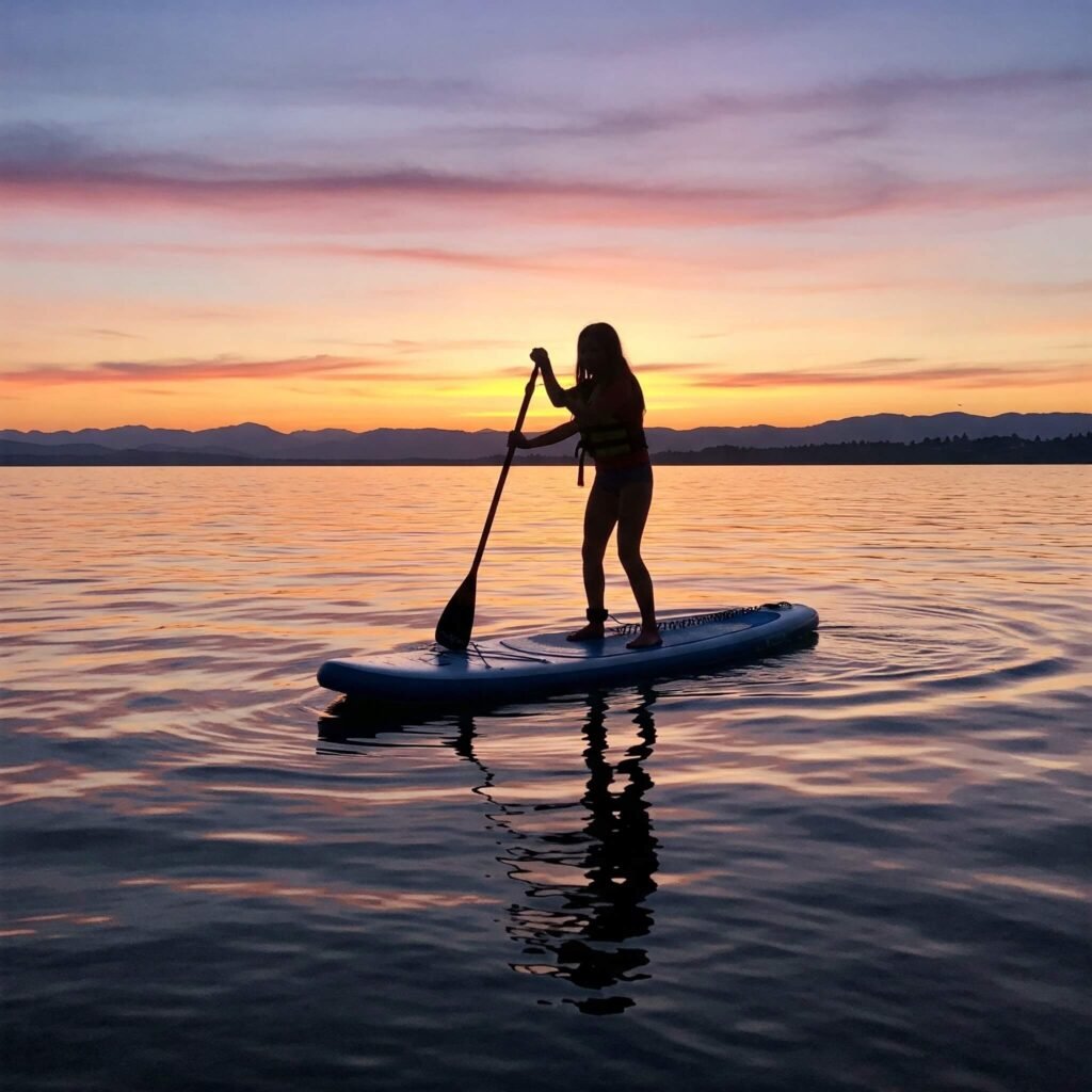 Paddleboarding at Sunset