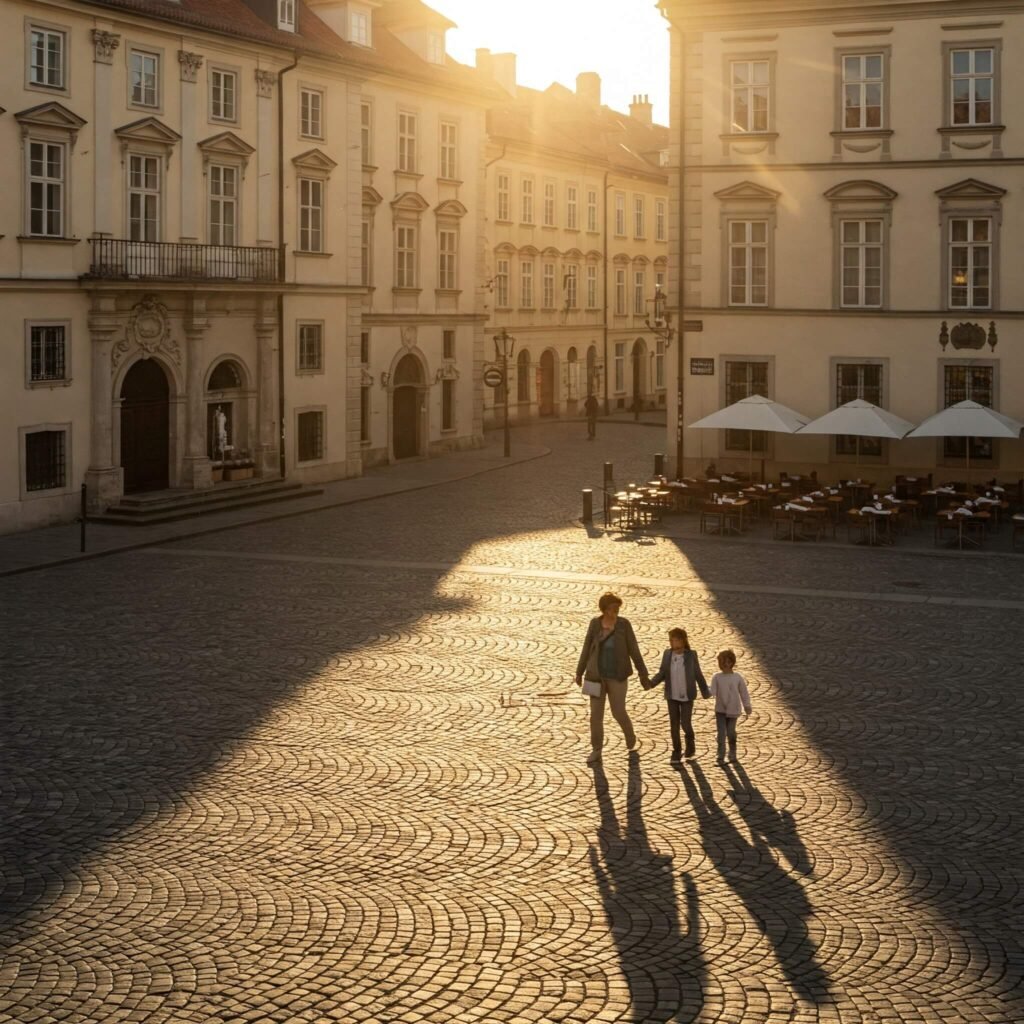 European city square family