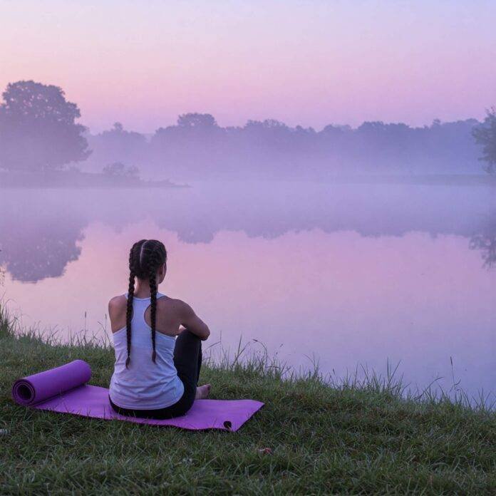 Sunrise yoga by the lake