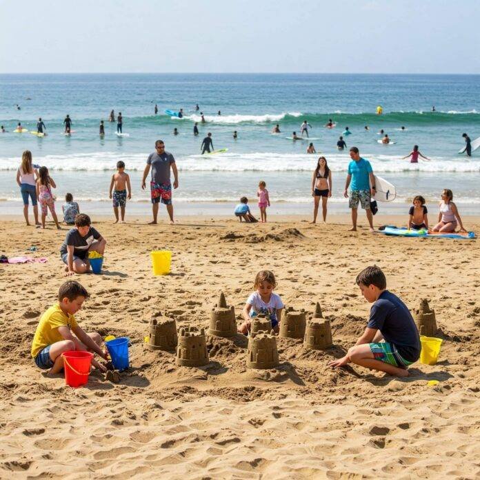 Lively beach scene Lively beach scene