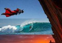 The Most Dangerous Extreme Sports You Can’t Miss in 2025 Extreme Sports Collage: Wingsuit, Surf, Climb