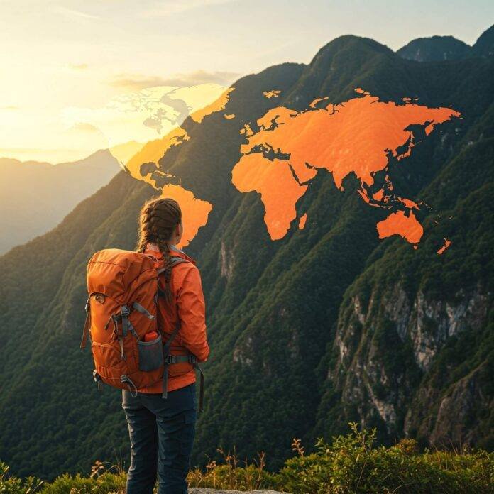 Backpacker world map view Backpacker world map view