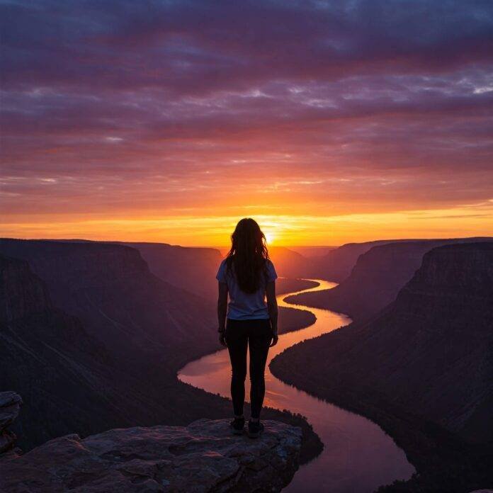 Solo Traveler at Sunset: Adventure & Freedom Solo Traveler at Sunset: Adventure & Freedom