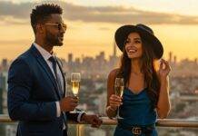 How to Travel in Style: Tips for Planning a Luxurious Getaway Glamorous Couple Champagne Balcony