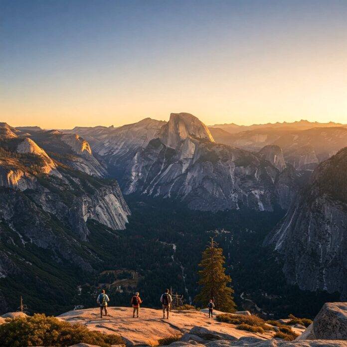Sunrise hike on Half Dome, Yosemite.