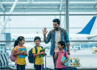 How to Keep Kids Entertained on Long Journeys: Family Travel Hacks Joyful family ready for airport trip.