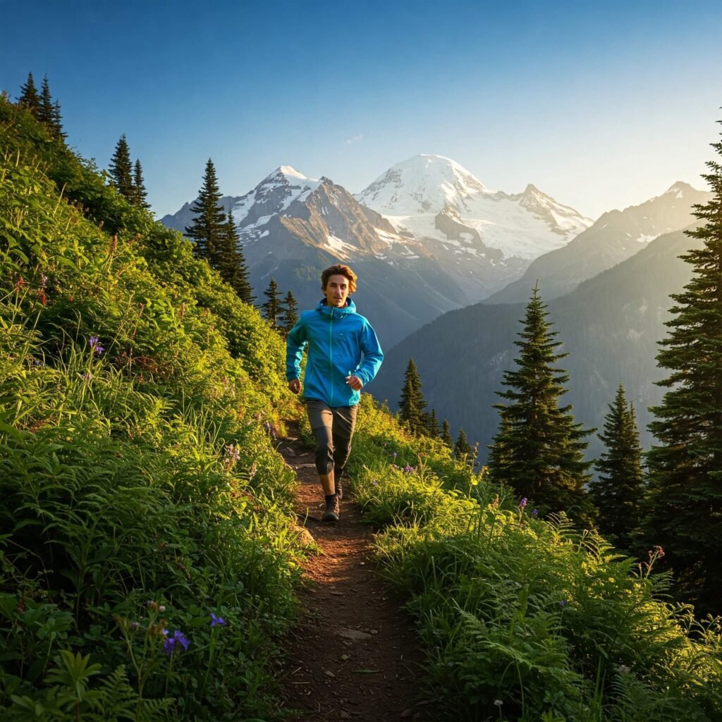 Hiker on Scenic Mountain Trail