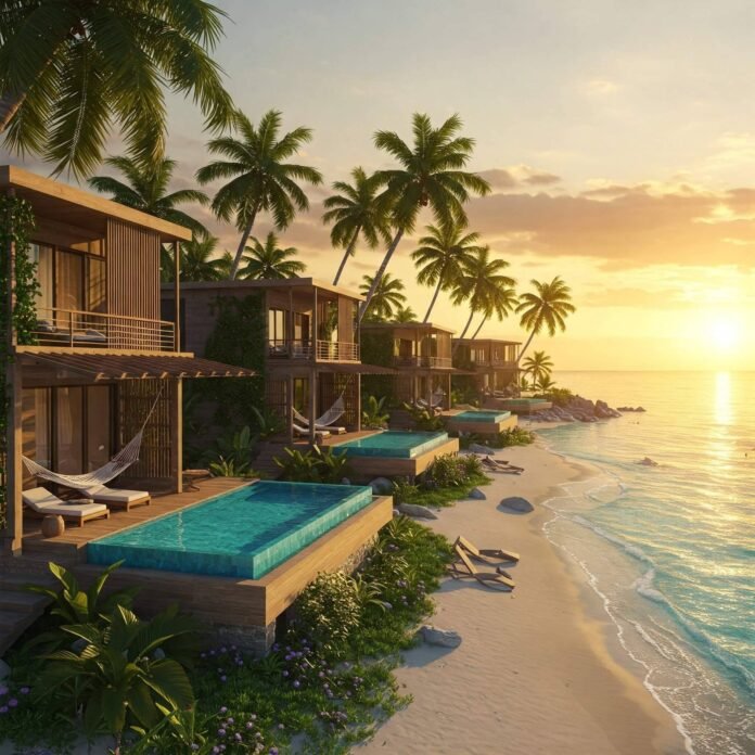 Luxury Beach Resort at Sunset