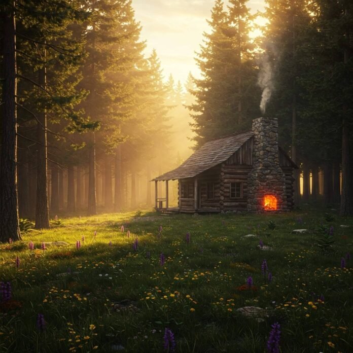 Tranquil Forest Cabin Panorama Tranquil Forest Cabin Panorama