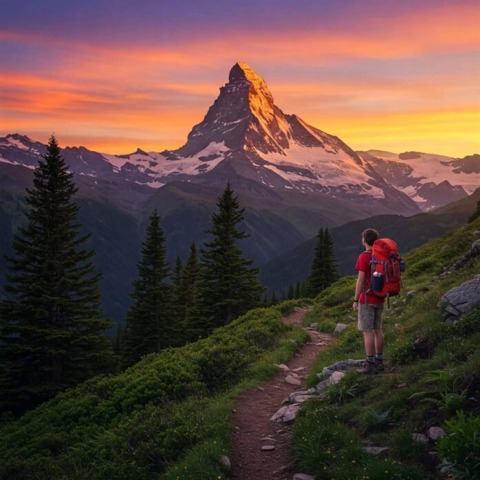 Sunrise Hiker Mountain View Sunrise Hiker Mountain View