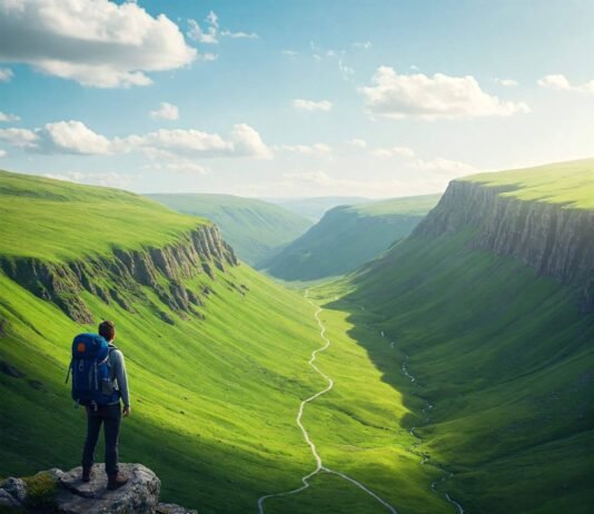 The Ultimate Guide to Hidden Hiking Trails for Adventure Seekers Hiker overlooking lush green valley.