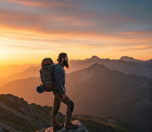 Best Backpacking Routes in North America for Adventure Lovers Backpacker at sunrise mountain vista