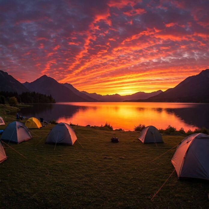 Sunset Lake Campsite Panorama Sunset Lake Campsite Panorama
