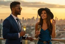 How to Travel in Style: Tips for Planning a Luxurious Getaway Glamorous Couple Champagne Balcony