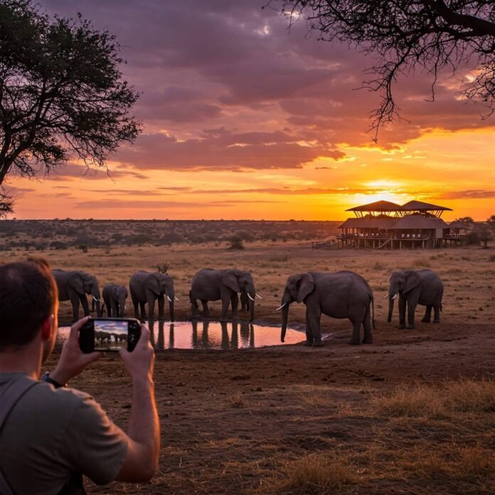 Elephants at Sunset Elephants at Sunset