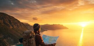 Travel Planning 101: Budget, Book, and Pack Like a Pro Traveler Traveler planning ocean adventure at sunset.