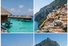 Indulge in Style: 10 Luxury Beach Escapes You Won’t Forget Luxury Beach Escapes: Maldives, Bora Bora & Positano Collage