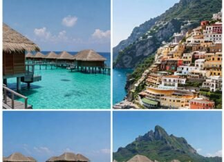 Indulge in Style: 10 Luxury Beach Escapes You Won’t Forget Luxury Beach Escapes: Maldives, Bora Bora & Positano Collage