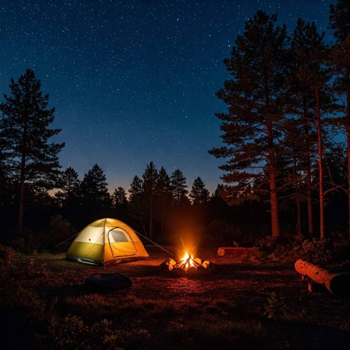 Serene Campsite Under Starry Sky Serene Campsite Under Starry Sky